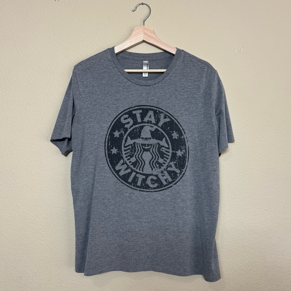 Thread Tank shirt women extra large witchy halloween short sleeve tshrit grey